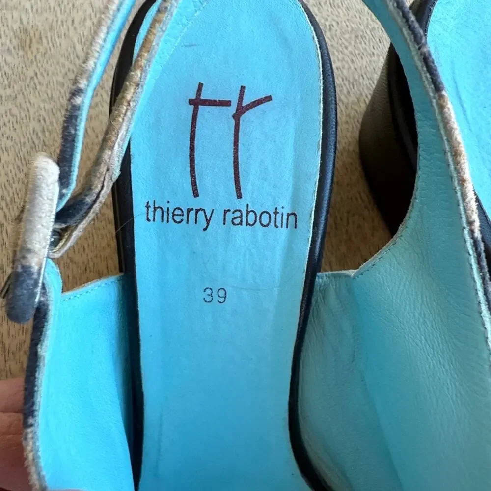 Thierry Rabotin Leopard Print Slingback Wedge‎ Heels Size 39 Animal Print